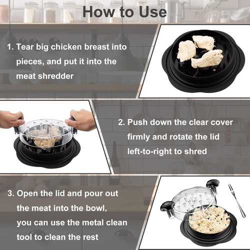 Chicken Shredder Tool with Brush & Fork, Ergonomic Handle, BPA Free - Picture 7 of 8