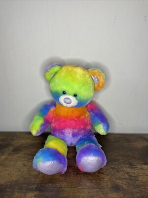 BUILD A BEAR STUFFED BEAR LARGE 16  SIZE RAINBOW MULTI COLOR