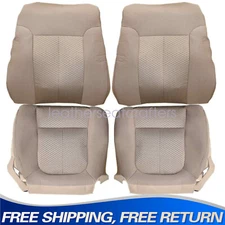 For 2011-2014 Ford F150 Front Driver Passenger Bottom Top Cloth Seat Cover Tan