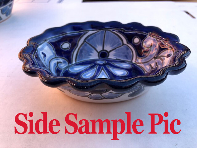 A8 Talavera Condiment Salsa Chip Dip Bowl Handmade painted Folk MX Kitchen art 