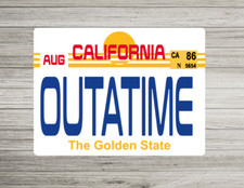 Outatime California metal sign, Back future inspired A5 Sign Movie Licence Plate