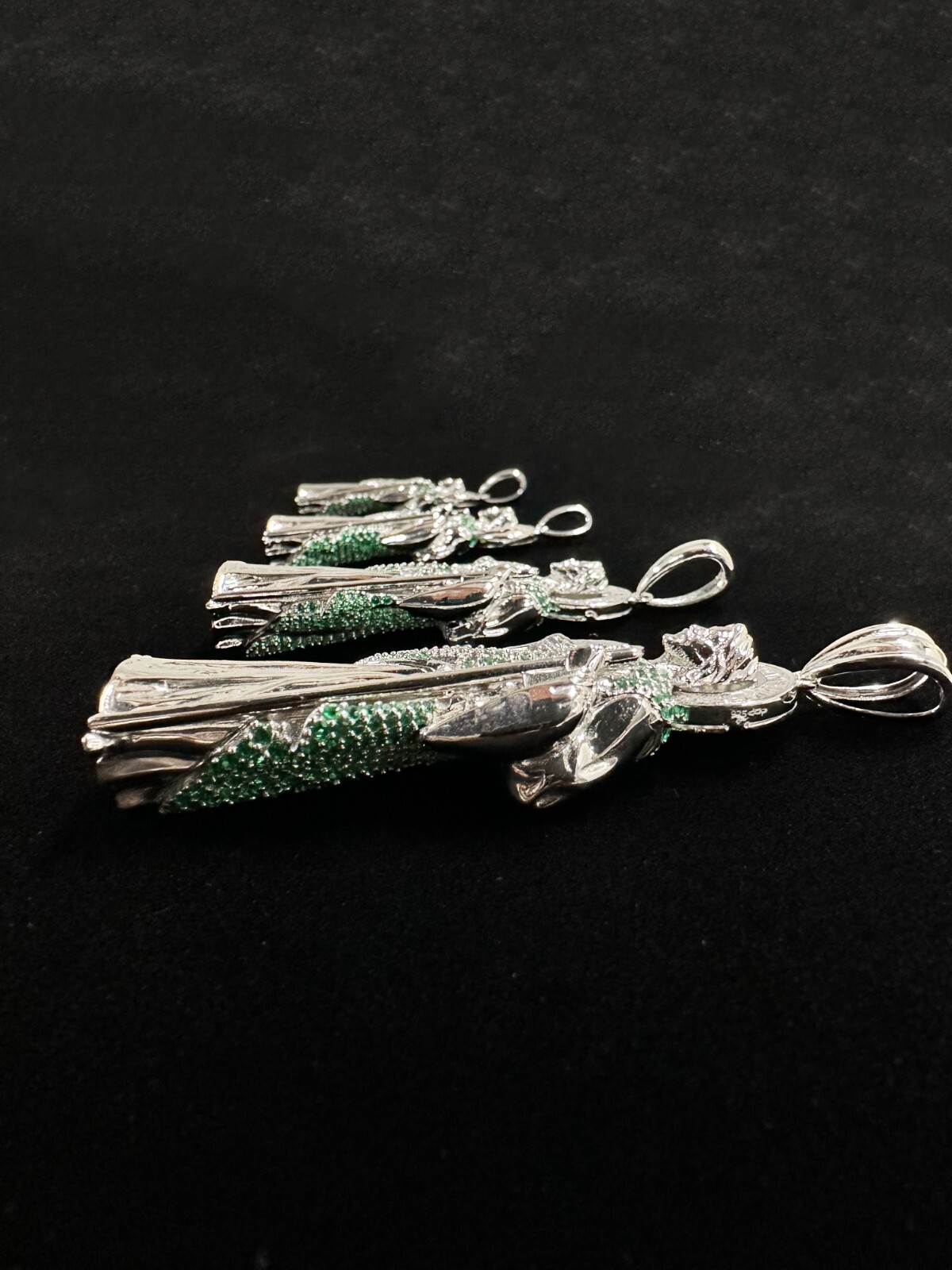 Sterling Silver 925 3D St Jude Green CZ San Judas Tadeo Pendant | eBay