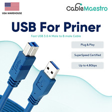 USB 3.0 Type B Printer Cable Scan Fast High Speed Print Drive Disk DAC HP Epson