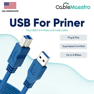 USB 3.0 Type B Printer Cable Scan Fast High Speed Print Drive Disk DAC HP Epson