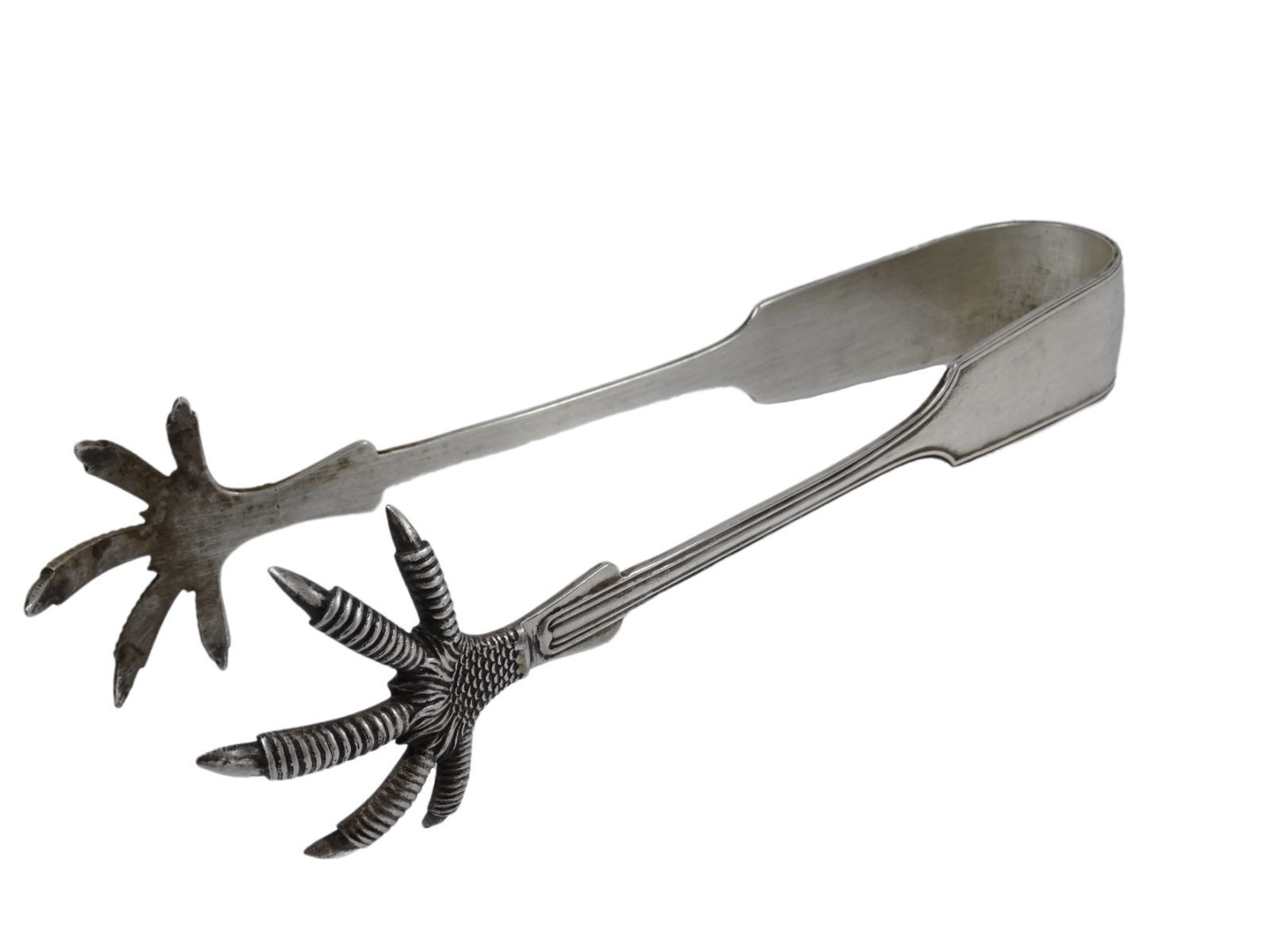 ANTIQUE SILVER PLATED CLAW CHICKEN FEET ICE SUGAR CUBE TONGS VINTAGE eBay