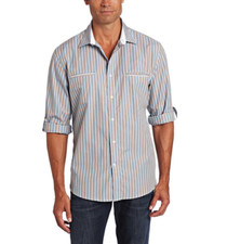 Perry Ellis Men's Long Sleeve Beach Stripe, Hammock, XL