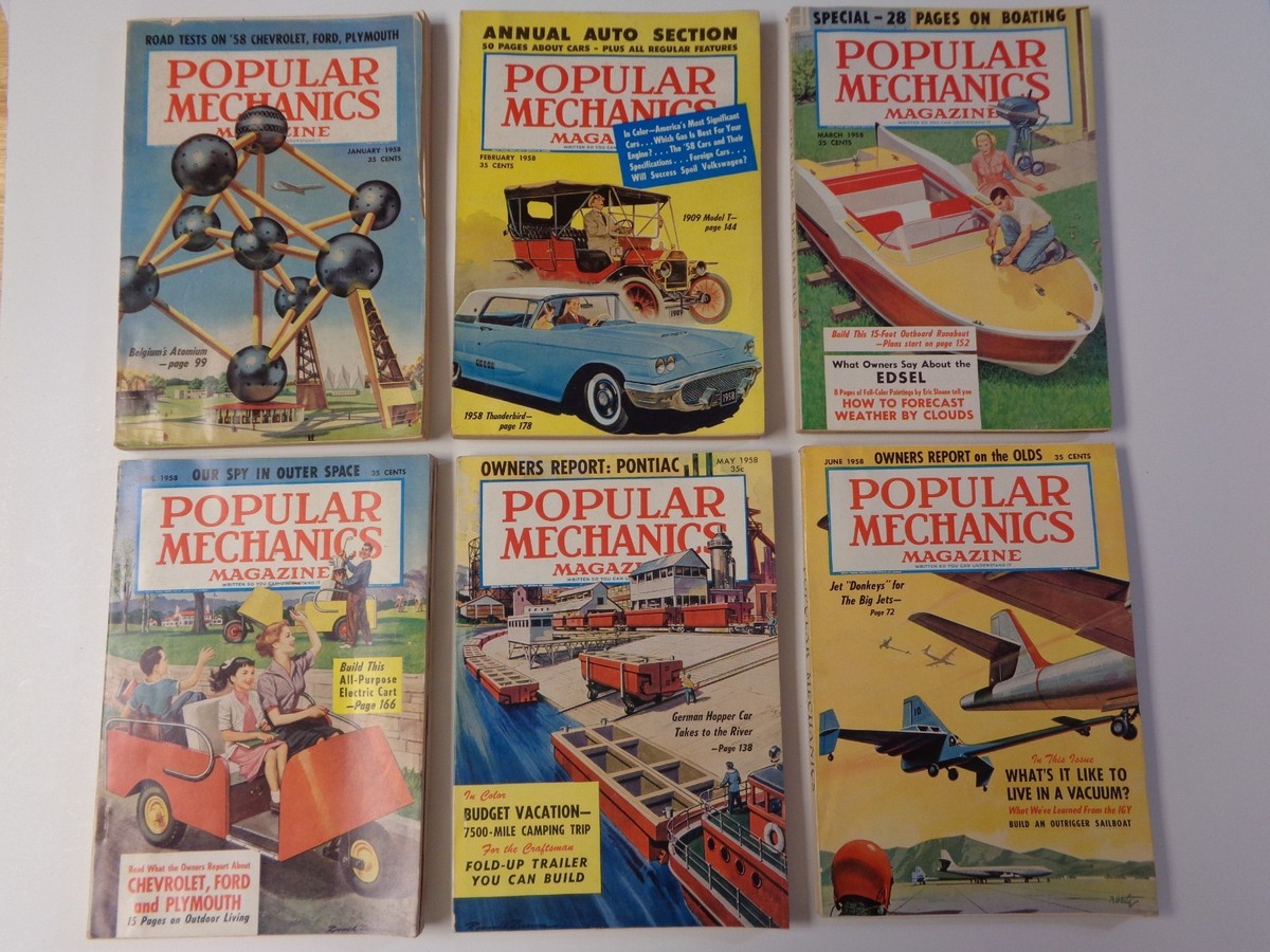 Popular Mechanics Magazine - 1958 Complete Year Lot of 12