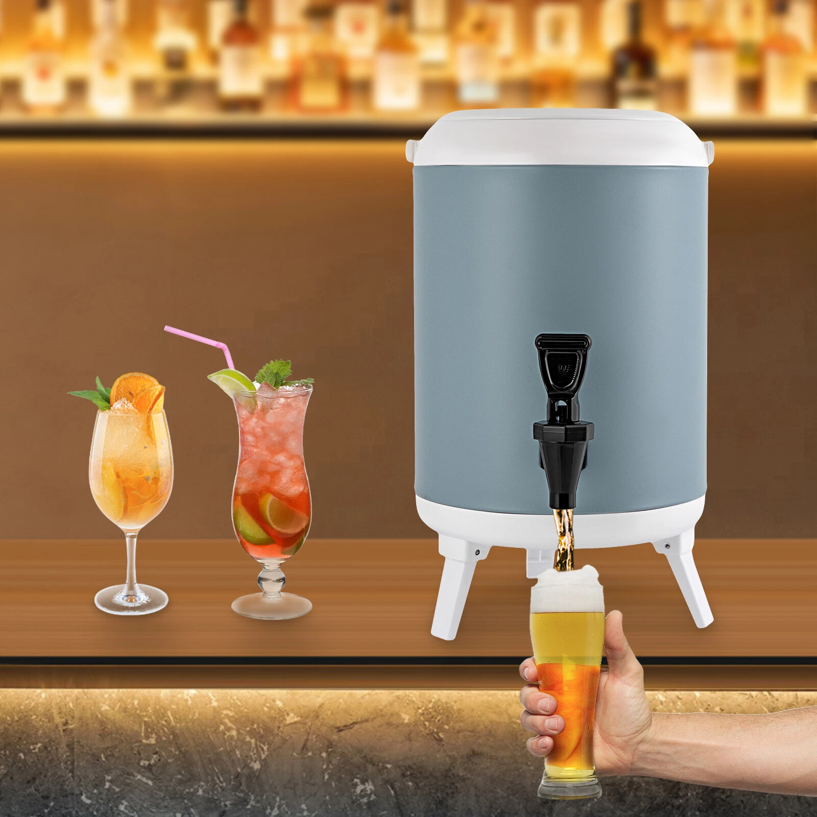 Insulated Beverage Server/Dispenser 1.9 Gallon Hot & Cold Drinks w/Handles Blue
Opens in a new windo