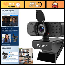 1080P Full HD Webcam with Microphone, Noise-Canceling, Privacy Cover, USB Plug 