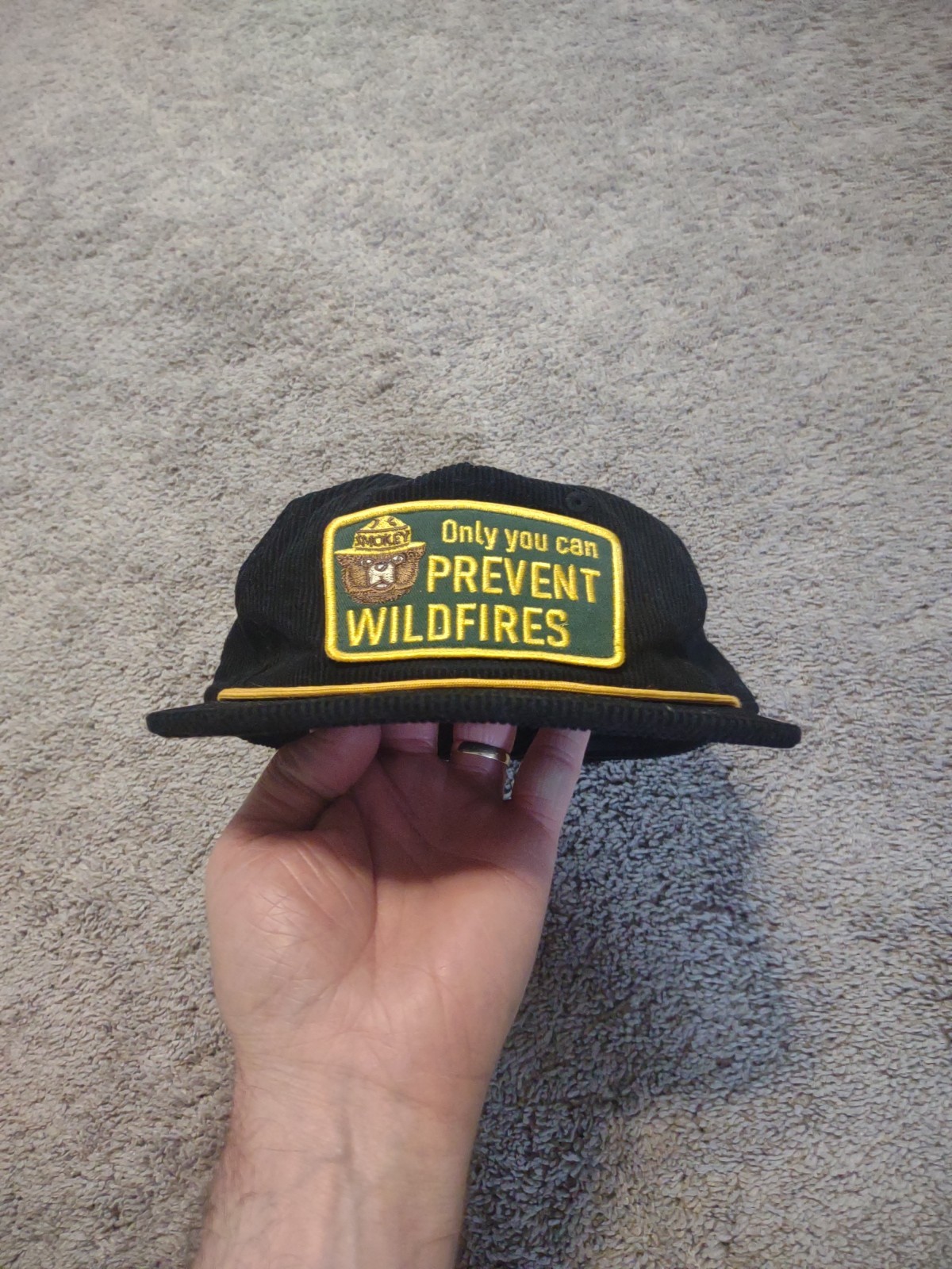 Authentic Smokey The Bear Patch Snapback Corduroy… - image 2