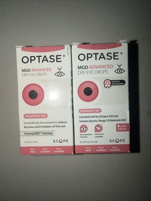 Optase MGD Advanced Dry Eye Drop 2 full Size/New- Expires- 7/26