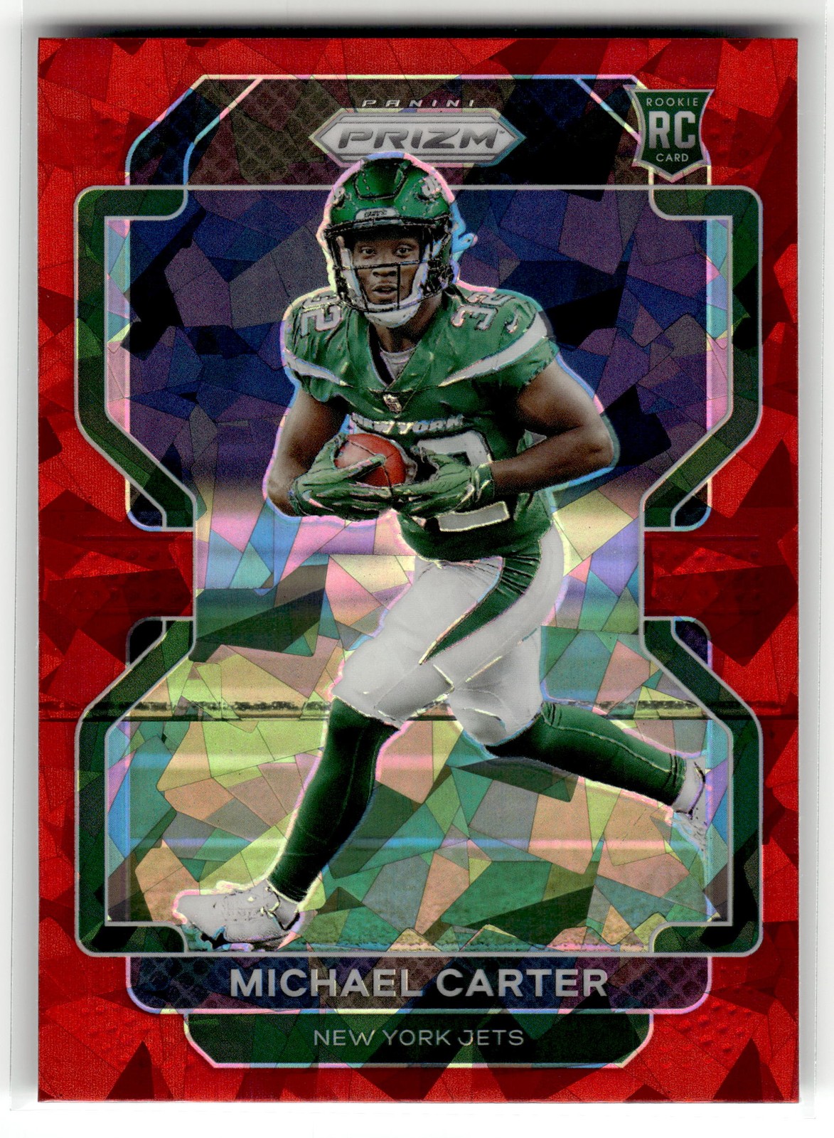 Michael Carter 2021 Panini Prizm #365 Rookie New York Jets Red Ice RC
