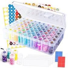 Diamond Painting Storage Containers Set, 60 Grids Bead Organizer with 4 Pcs