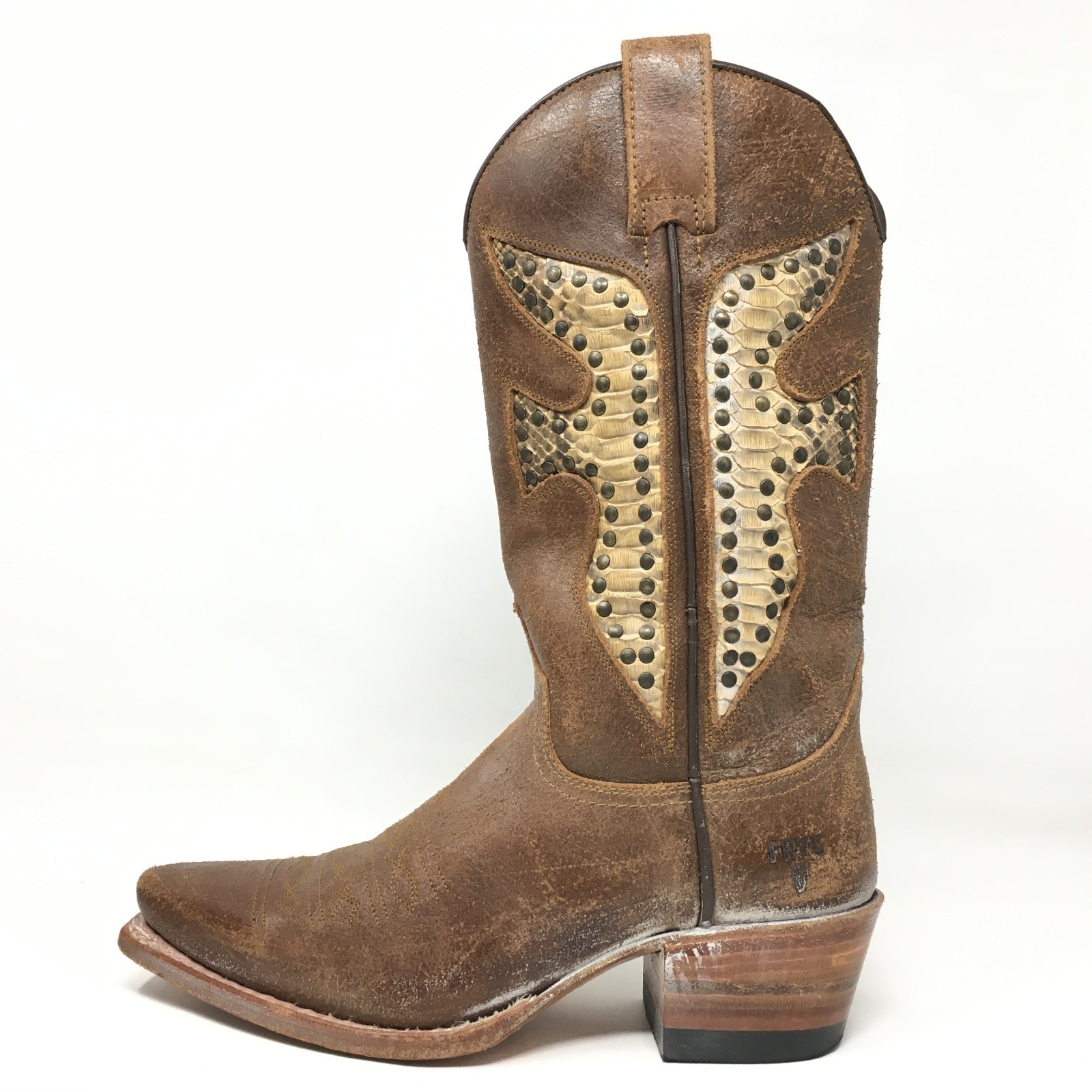 Frye Daisy Duke Python Studded Western Boots Cowg… - image 8