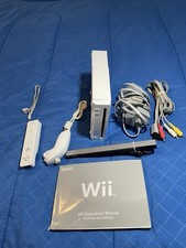 Nintendo Wii White Console RVL-001 USA w/ Cables  Sensor Bar - Tested Works 