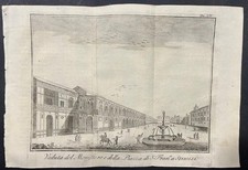 PLAZA DE SAN FRANCISCO SEVILLE SPAIN 1745 SALMON ANTIQUE COPPER ENGRAVED VIEW