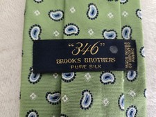 Brooks Brothers tie Green Blue Paisley Imported Pure Silk made in USA