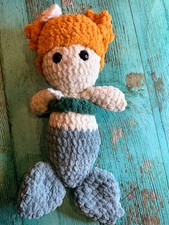 Handmade Mermaid Plush - Blue Tail   12  Tall   OOAK