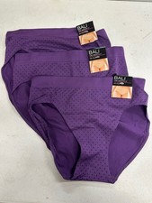 Bali womens 3-PK Smooth U Hi-Cut Brief Size L/7 Panties Purple Soft Black Dots