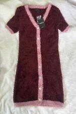 Forever 21 Women's Burgundy Fuzzy Dress Size Small Short Sleeve New with Tags