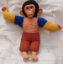 Vintage 1970s Jacko Monkey. Soft Plush Toy Blinking Eyes 24" Chad Valley UK VGC.