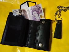 Leather Biker trucker raper Chained Wallet New Old Stock Awesome Quality .