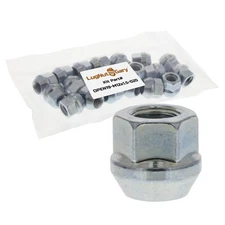 Silver M12x1.5 Open End Lug Nuts - 60 Degree Conical Seat - Set of 20