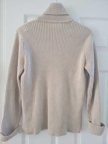 Lauren Ralph Lauren Women Cream Ribbed Turtleneck Sweater size large Vintage LRL - Picture 6 of 8