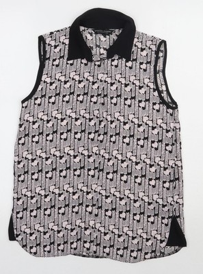 Dorothy Perkins Damen rosa geometrisches Polyester Basic Knopfleiste Größe 10 Kragen