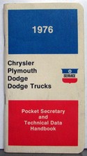 1976 Chrysler Plymouth Dodge Dealer Pocket Secretary Technical Data Book