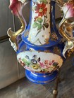 Pair of Vieux Paris cobalt blue porcelain vases with hand-painted floral deco — photo 2