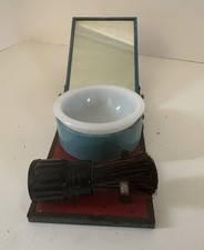 Vintage Antique Travel Shaving Kit Folding Mirror Brush And Bowl