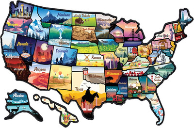 RV State Sticker Travel Map - 17 X 11 Inch Large USA Decal with 50 Waterproof