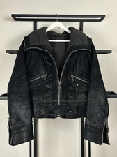 VTG Streetwear Japanese Yohji Style Archival Clothing Leather Fur Jacket 90s Y2K