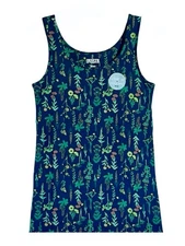 Duluth Trading Women's No-Yank Shelf Bra Tank Wide Strap/Navy Floral Size Large