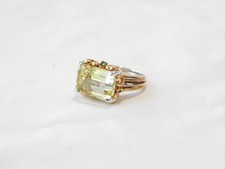 Sterling Silver Two Tone Green Quartz Statement Ring R1354