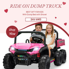 Kids 2 Seater Ride on Car 24V Electric Dump Truck 4WD UTV w/Parental Remote LED