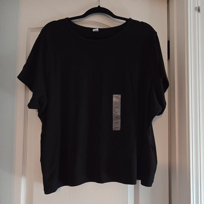 Plus Size 4X Black Short Sleeve Basic Pullover Round Neck Women's T-Shirt