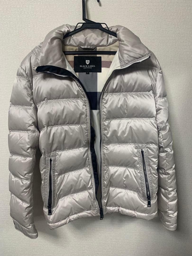 BLACK LABEL down jacket M silver checkered hood - image 1