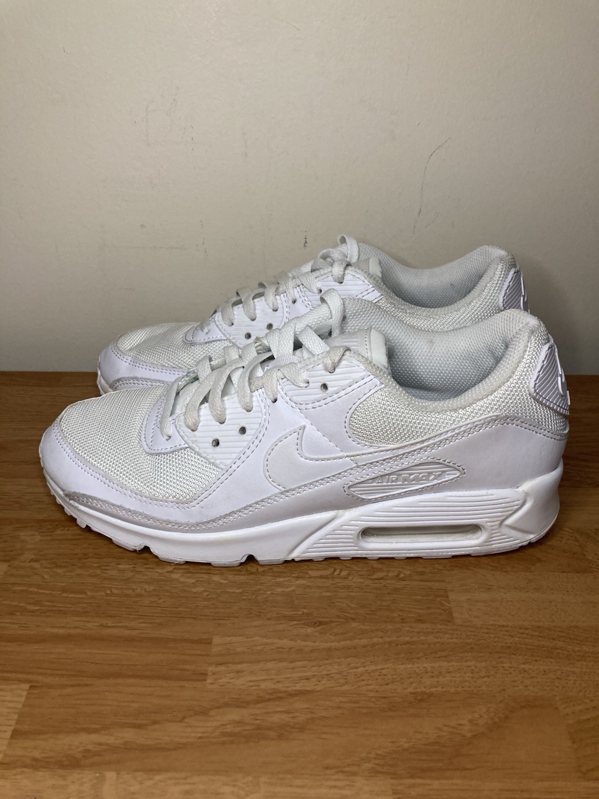Nike Air Max 90 Triple White Men's Shoes CN8490-100 Men's Size 9  VG Condition! thumbnail 4
