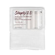 Tenda Simply 2.0 Bianco Effetto Lino - 200x300 cm - con Fettuccia per Bastone o