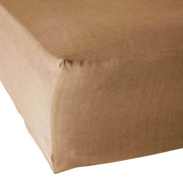 Drap housse 140x190 cm en Lyocell LYSANDRE camel anti-transpiration pour peau sensible