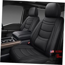 Faux Leather Car Seat Covers Front Pair-2 seats driver and passenger Black