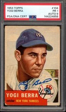 1953 Topps #104 Yogi Berra PSA 1 AUTO 9 Signed Autograph HOF Baseball Card