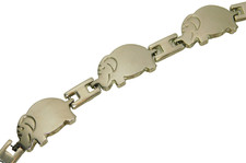 Vintage Sterling Silver Smiling Elephants Link Line Bracelet