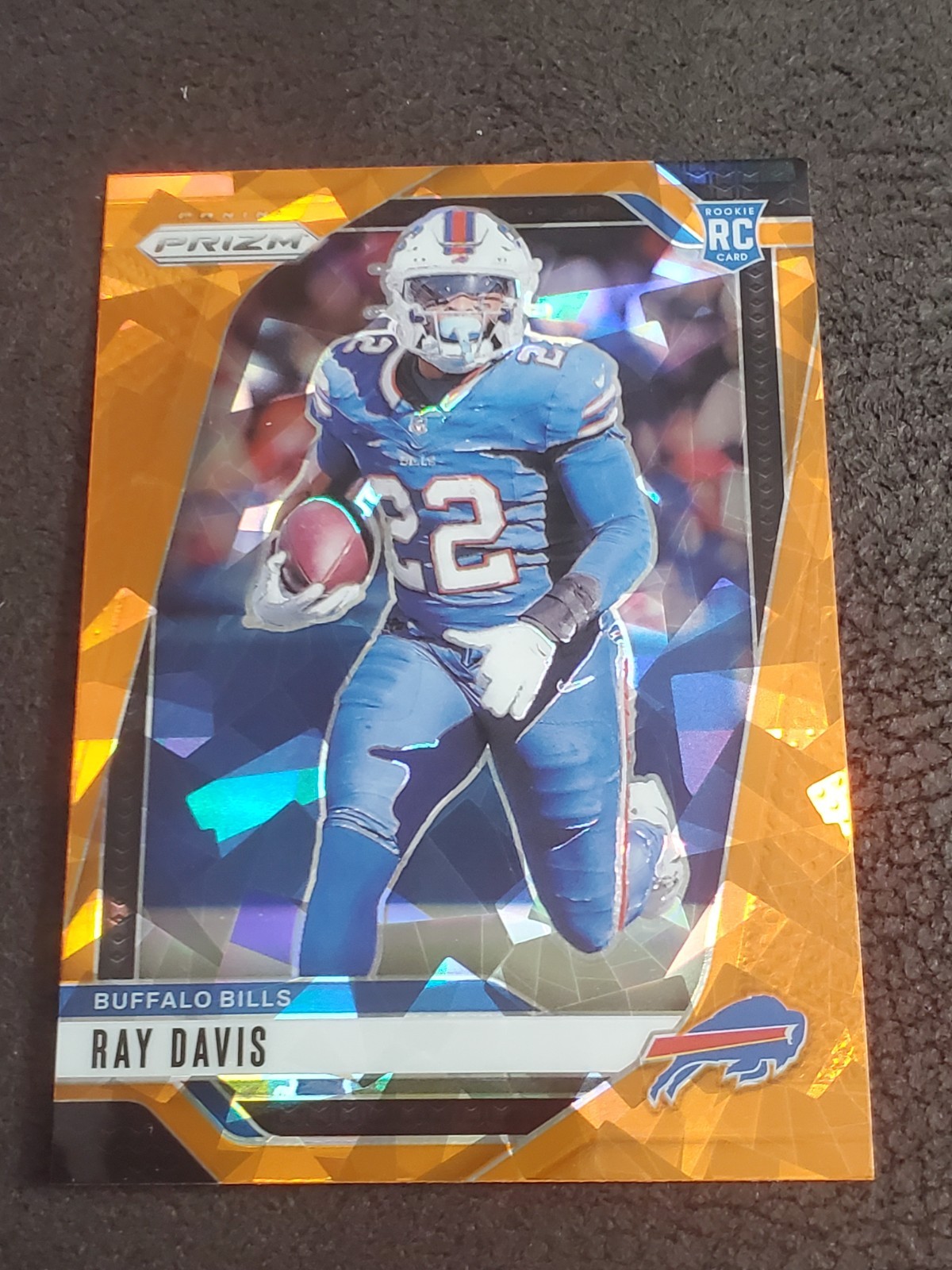 2024 Panini Prizm Ray Davis #382 Orange Cracked Ice RC Buffalo Bills