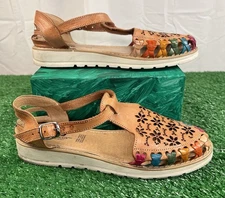 CABTOR SZ 9 Women's Traditional Mexican Huarache Sandals Shoes Floral Cut 27