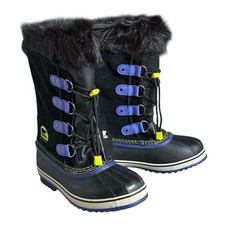 Sorel Joan of Arctic Winter Boots Youth 5 W 6 Black Faux Fur Waterproof -40 NWT