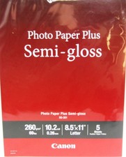 Canon Photo Paper Plus Seni-Gloss.. 8.5" X 11", 5 Sheets. New.