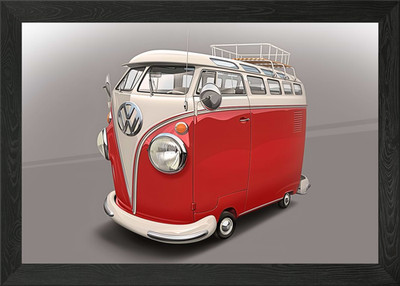 VOLKSWAGEN T1 SAMBA BUS Framed Wall Art Poster Canvas Print Picture